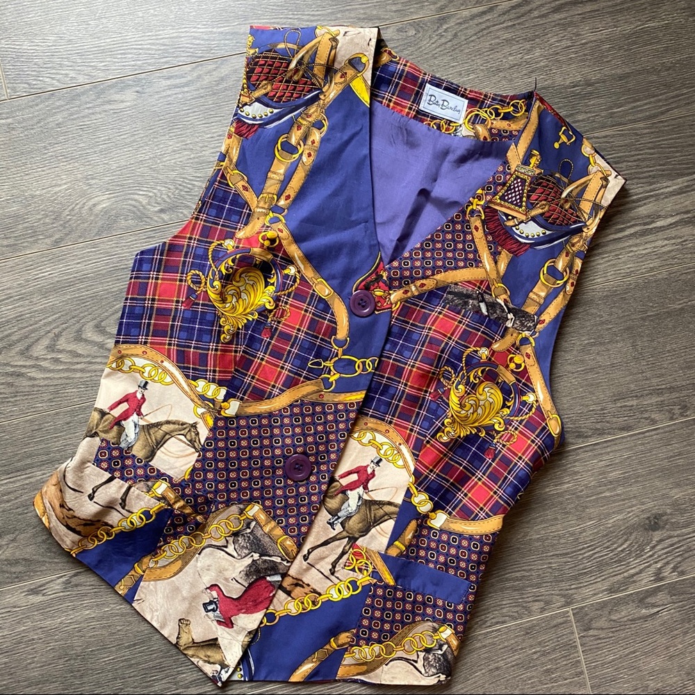 Vintage 1980s Vintage Equestrian Silk Vest